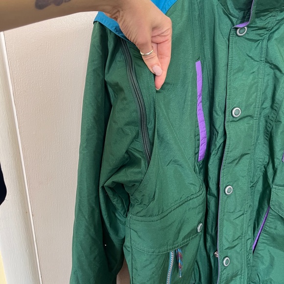 Vintage MARKER Retro 90s 80s Snowboard Ski Zip Off Sleeves Block Colors Hood, L - Picture 4 of 9